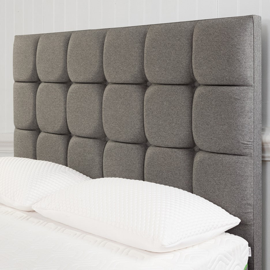 TEMPUR¬¨¬®¬¨¬Æ‚Äö√†√∂‚àö√∫ Moulton Buttoned Headboard in Tweed-Grey