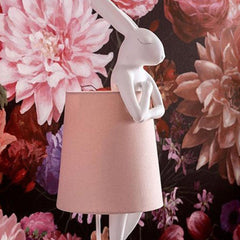 Rabbit Table Lamp White With Pink Shade