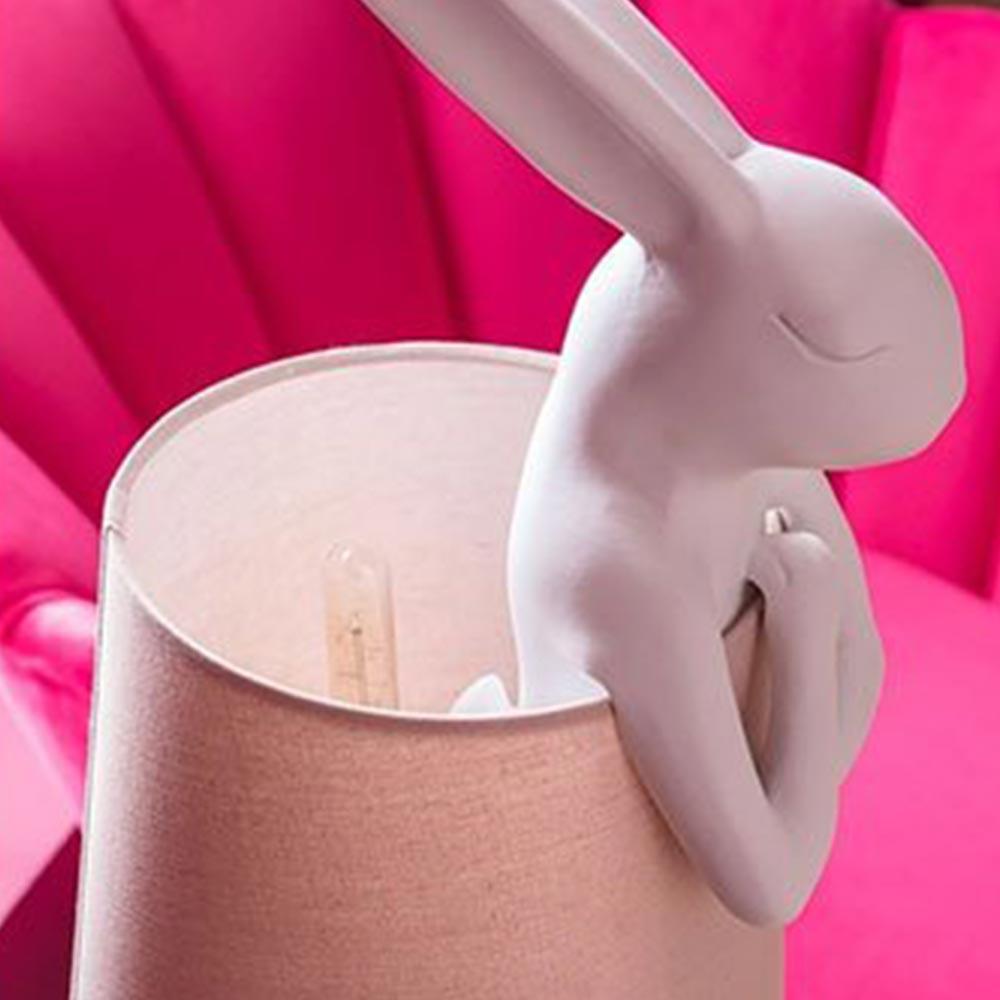 Rabbit Table Lamp White & Pink