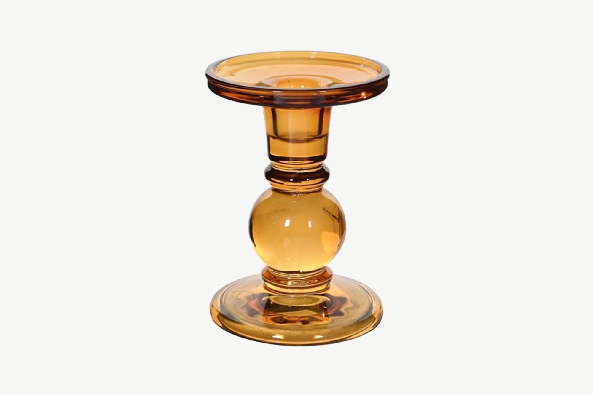 Tall Amber Glass Candle Holder