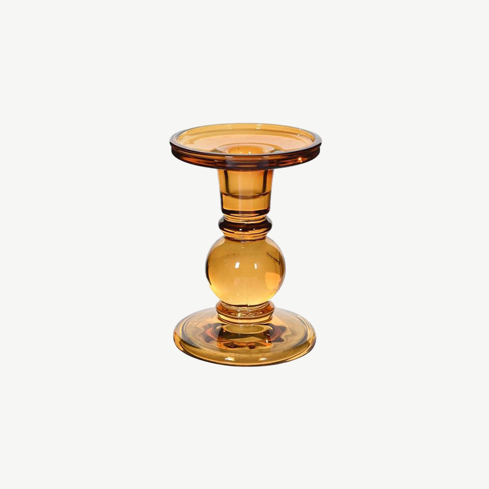 Tall Amber Glass Candle Holder