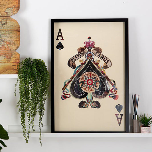 Ace of Spades Playing Card Collage Framed Wall Art