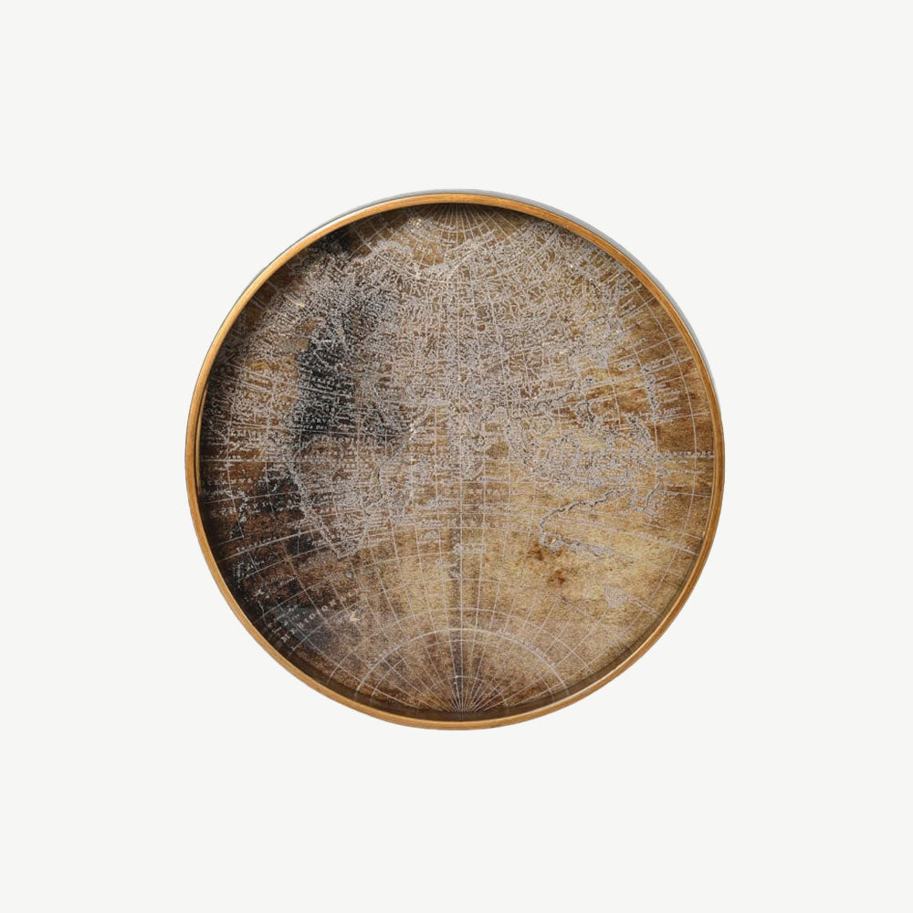 Gold World Map Tray